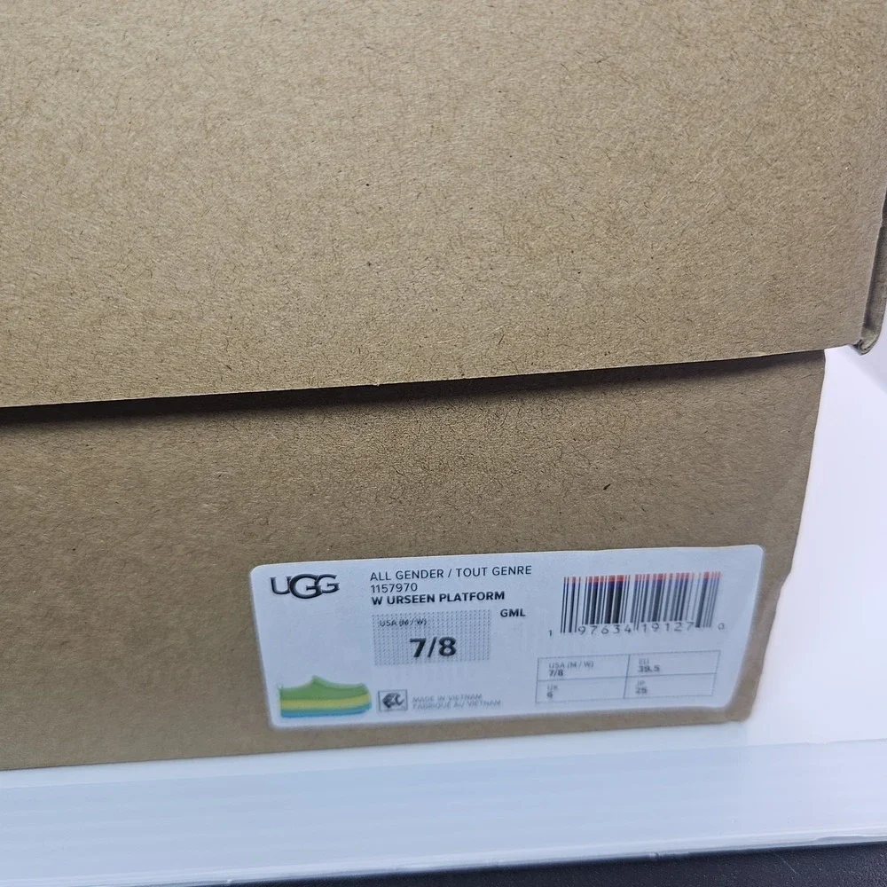 UGG URSEEN PLATFORM Green MULTI LEATHER‎ WOOL ALL GENDER M7/W8 Festival Shoes